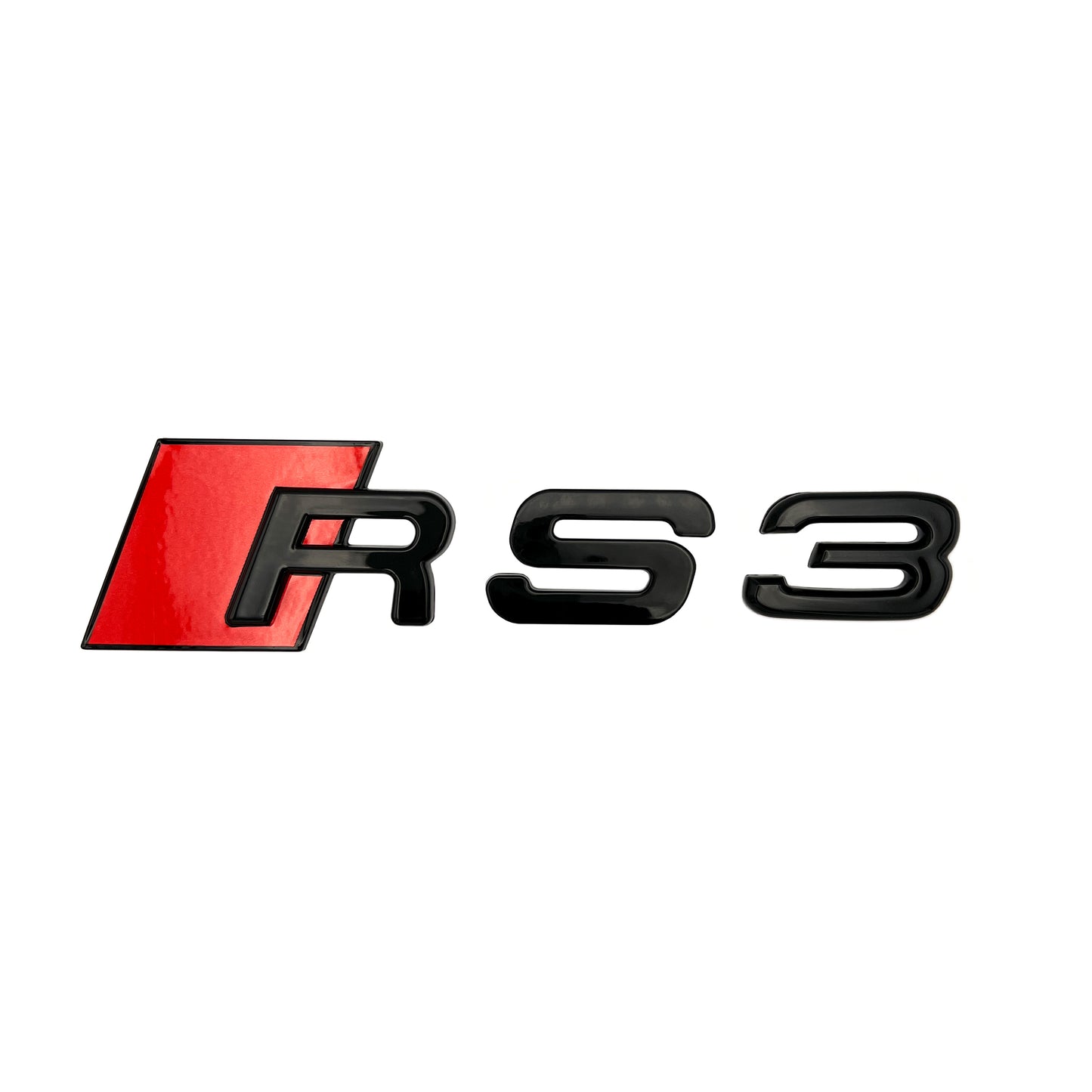 Audi RS3 Gloss Black Emblem 3D Badge Rear Trunk Tailgate for Audi RS3 S3 Logo A3