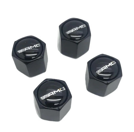 4x Black AMG aluminium Tire Air Valve Cap For Most Mercedes-Benz Cars, Trucks & SUVs