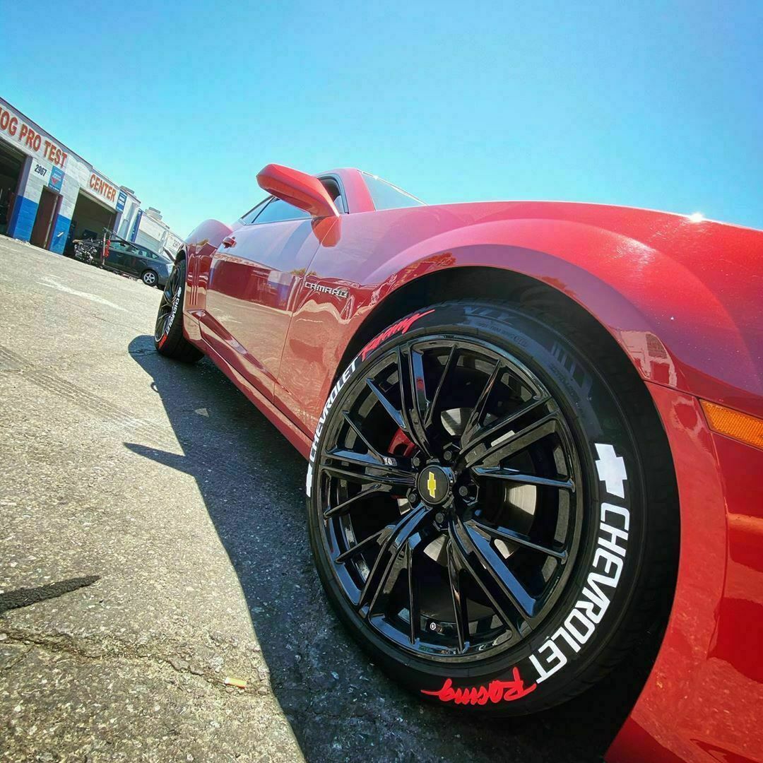 Permanent Tire Lettering Stickers Chevrolet set for 4 wheels 1.38" for 14" to 22"