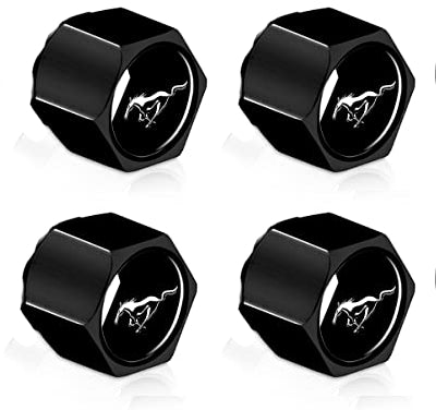 4x Black aluminium Tire Air Valve Cap For Most Ford Mustang Cars, Trucks & SUVs