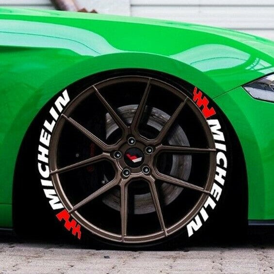 Permanent Tire Lettering Stickers Michelin set for 4 wheels 1.25" for 14" to 22"