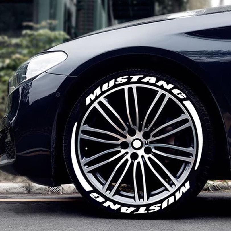 Permanent Tire Lettering Stickers Mustang Stripes 4 wheels 1.07" for 14" to 24"