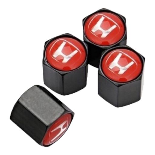 4x Red aluminium Tire Air Valve Cap For Most Honda Cars, Trucks & SUVs