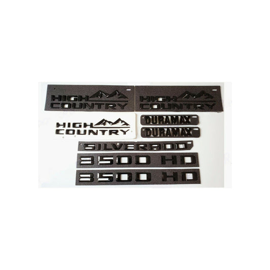 2019-2022 Chevrolet Gloss Black Fender High Country 3500HD Duramax Rear Silverado Emblems