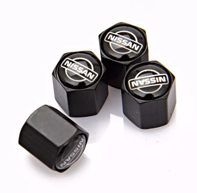 4x Black aluminium Tire Air Valve Cap For Most Nissan Cars, Trucks & SUVs