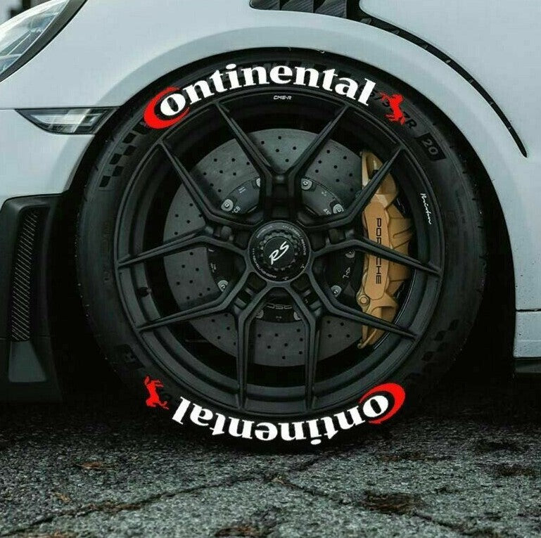 Permanent Tire Lettering Stickers Continental set 4 wheels 1.25" for 14" to 20"
