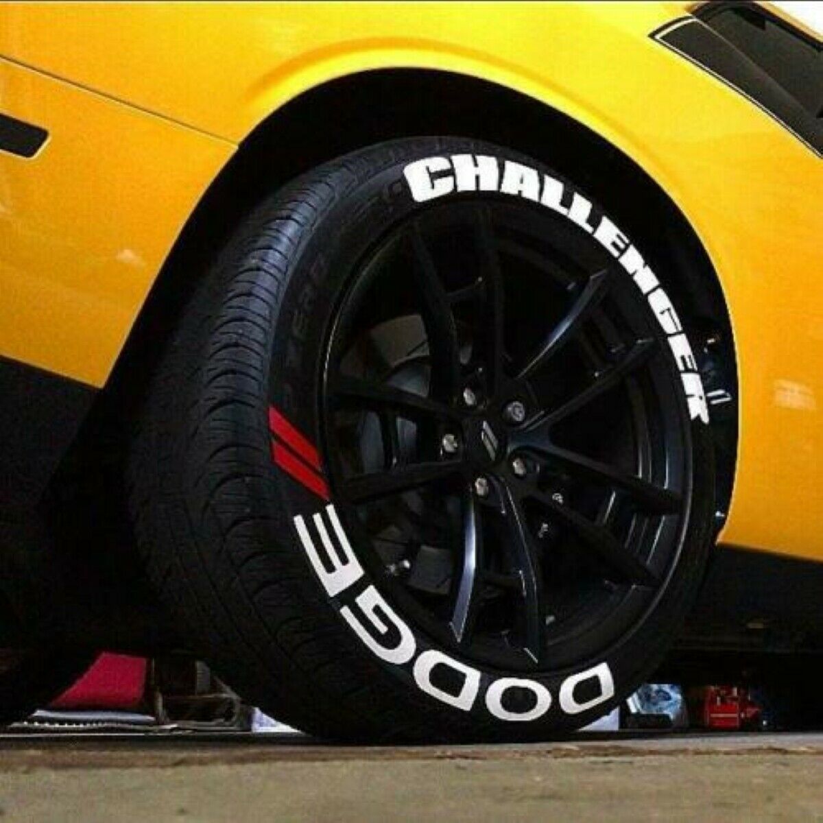 Permanent Tire Lettering Stickers Dodge Challenger set 1.25" for 14" to 24"