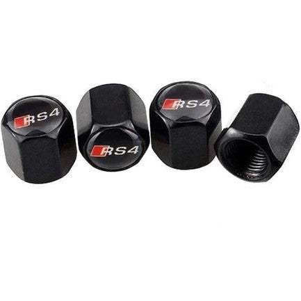 4x Black aluminium Tire Air Valve Cap For Most Audi RS4 Cars, Trucks & SUVs
