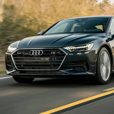 Audi A7 Rings Front Grill Rear Curve Trunk Emblem S7 RS7 Gloss Black Logo OE Set 285mm/203mm