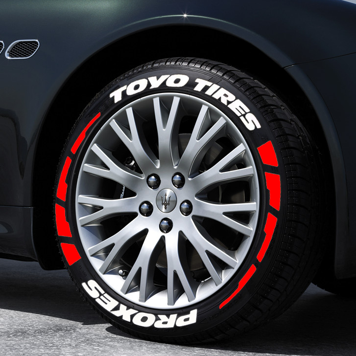 Permanent Tire Lettering Stickers Toyo Tires Proxes set 4 wheels 32mm for 14" to 22"