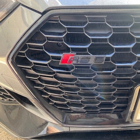 Audi RS5 Front Grill Emblem Gloss Black for RS5 A S5 Hood Grille Badge Nameplate
