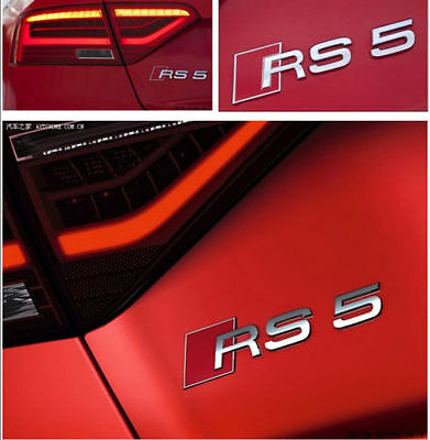 Audi RS5 Chrome Emblem 3D Badge Rear Trunk Tailgate for Audi RS5 S5 Logo A5