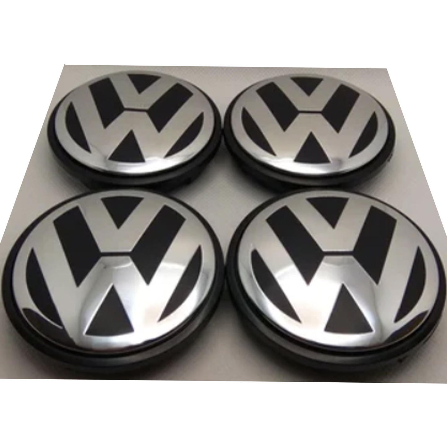 2004-2017 Volkswagen VW Touareg 3" Center Caps 77mm Black Chrome Hub Caps