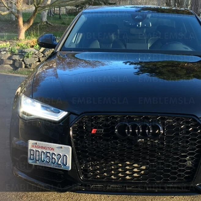 Audi S6 Front Grill Emblem Gloss Black for A6 S6 Hood Grille Badge Nameplate