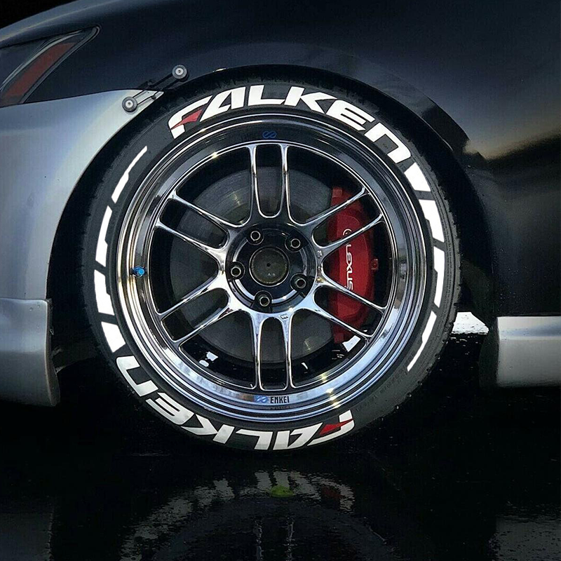 Permanent Tire Lettering Stickers Falken set 4 wheels 32mm for 14" to 22"