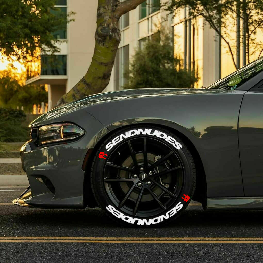 Permanent Tire Lettering Stickers Send Nudes set 4 wheels 32mm for 14" to 22"