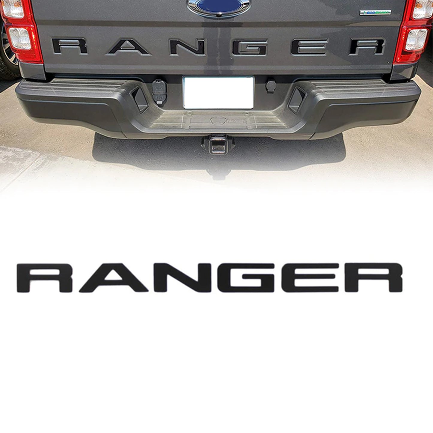2019-2022 Ford Ranger 3D Rear Trunk Tailgate Inserts Letters Emblem Matte Black