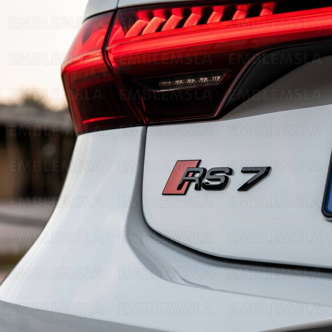 Audi RS7 Gloss Black Emblem 3D Badge Rear Trunk Tailgate fit Audi RS7 A7 S7 Logo