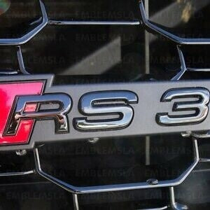 Audi RS3 Front Grill Emblem Gloss Black for RS3 A S3 Hood Grille Badge Nameplate