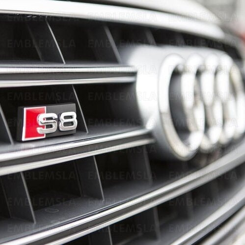 Audi S8 Front Grill Emblem Gloss Black for A8 S8 Hood Grille Badge Nameplate