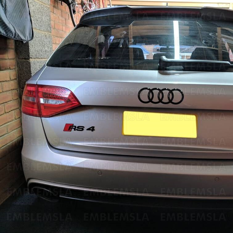 Audi RS4 Gloss Black Emblem 3D Badge Rear Trunk Tailgate fit Audi RS4 S4 A4 Logo