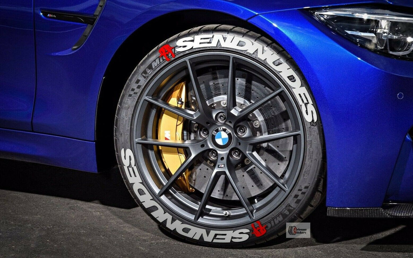 Permanent Tire Lettering Stickers Send Nudes set 4 wheels 32mm for 14" to 22"