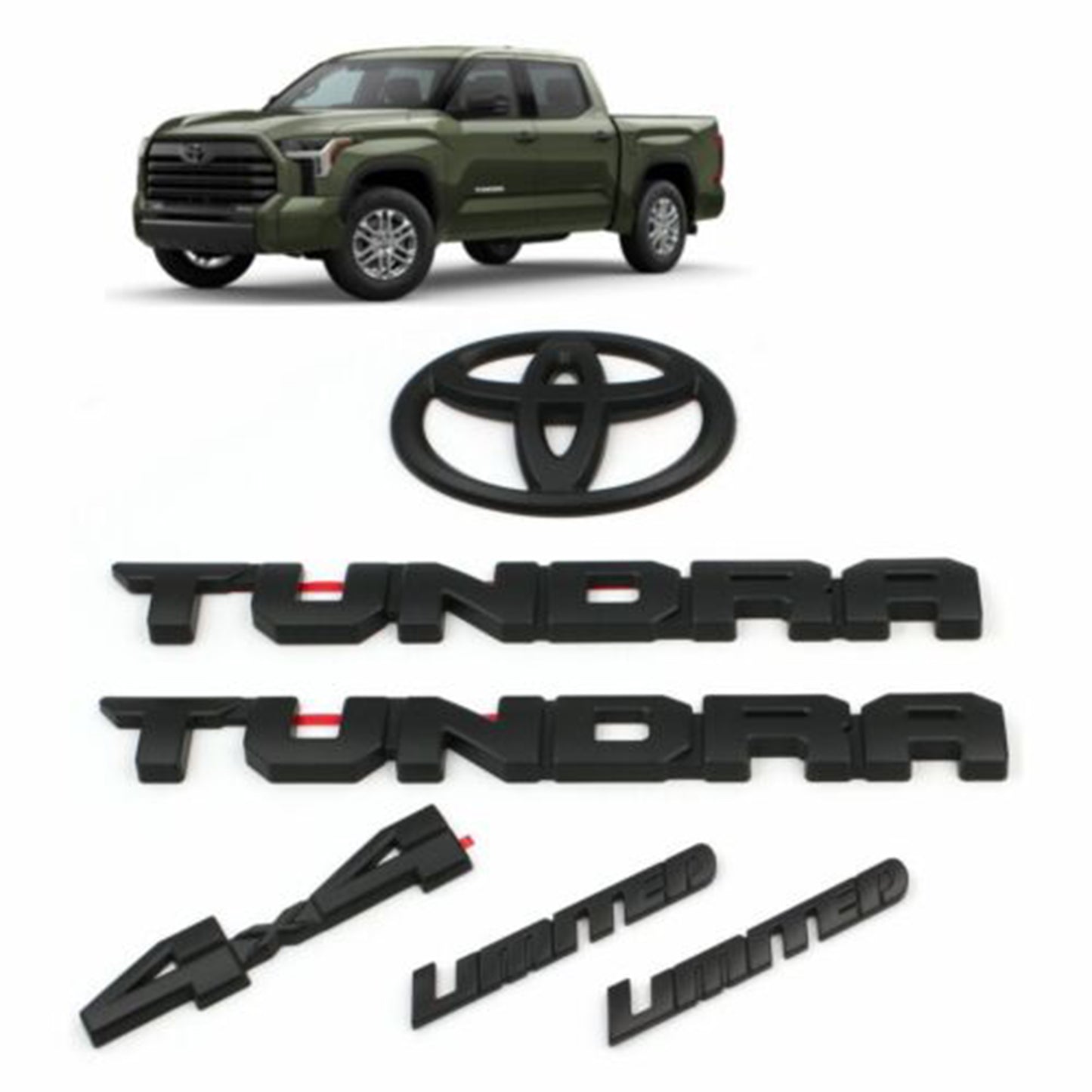 2022 Toyota Tundra "Limited" Blackout Emblem Overlays Set Oem