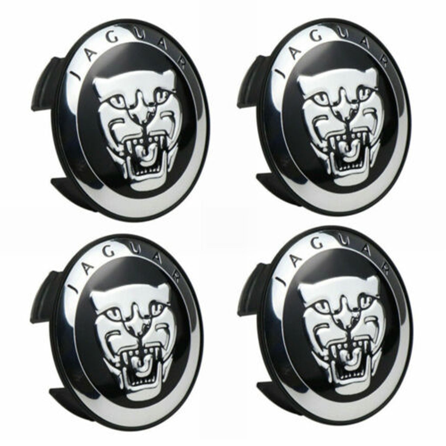 Jaguar XF XJ XE XEL XFL XJL XK 4PCS Black Silver Wheel Center Hub Cap 59mm