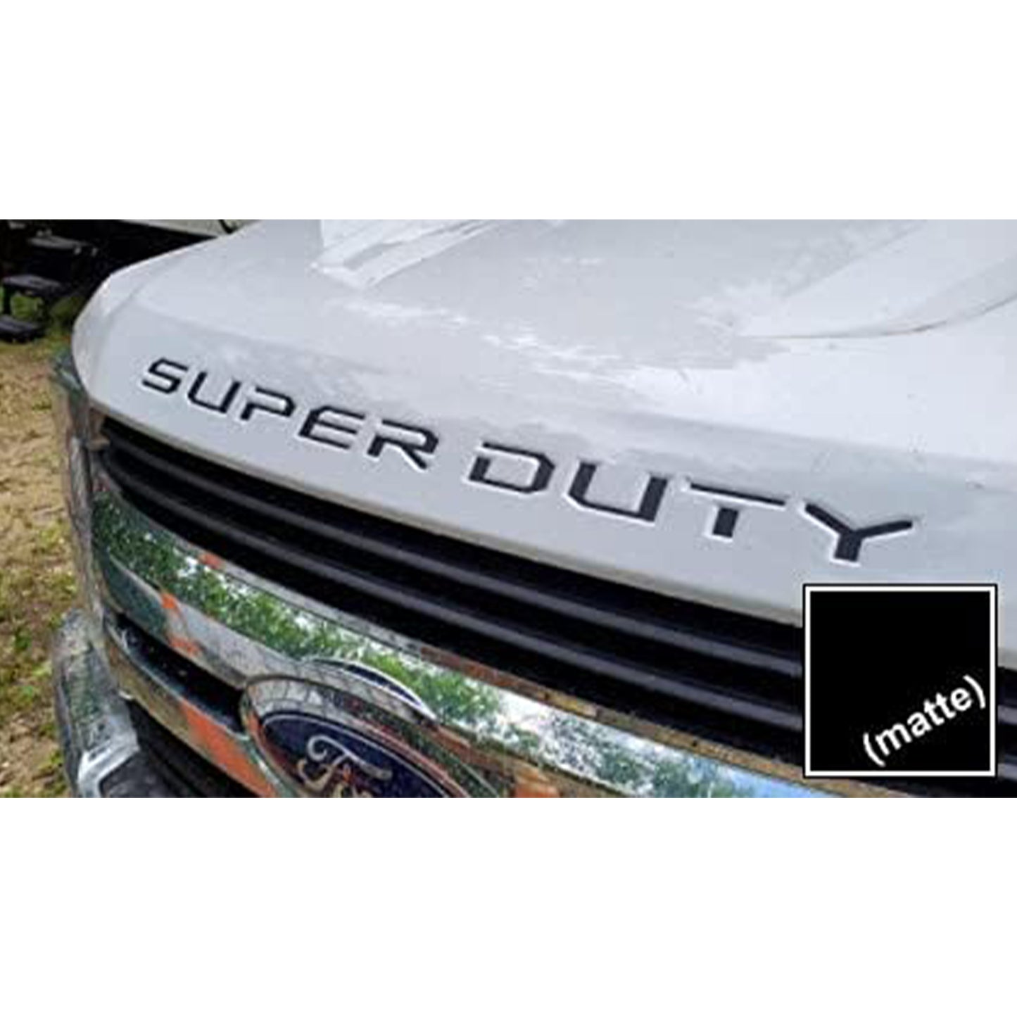 2017-2021 Ford Super Duty F-250 F-350 Front Hood Inserts Letters Emblem Matte Black