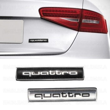Audi Quattro Chrome Black Emblem 3D Rear Trunk Badge OEM for A3 A4 A5 A6 A8 Q5