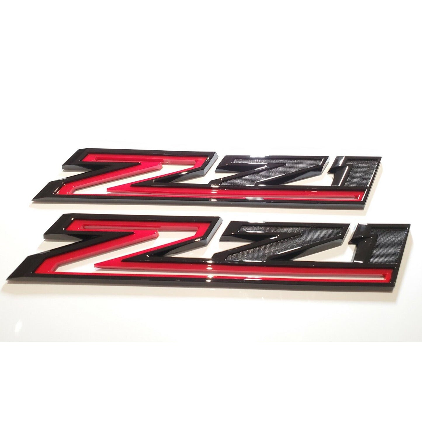 2019-2022 Chevrolet Chevy Silverado Z71 Emblem OEM 2pc Fender Letter Badge Gloss Black Red