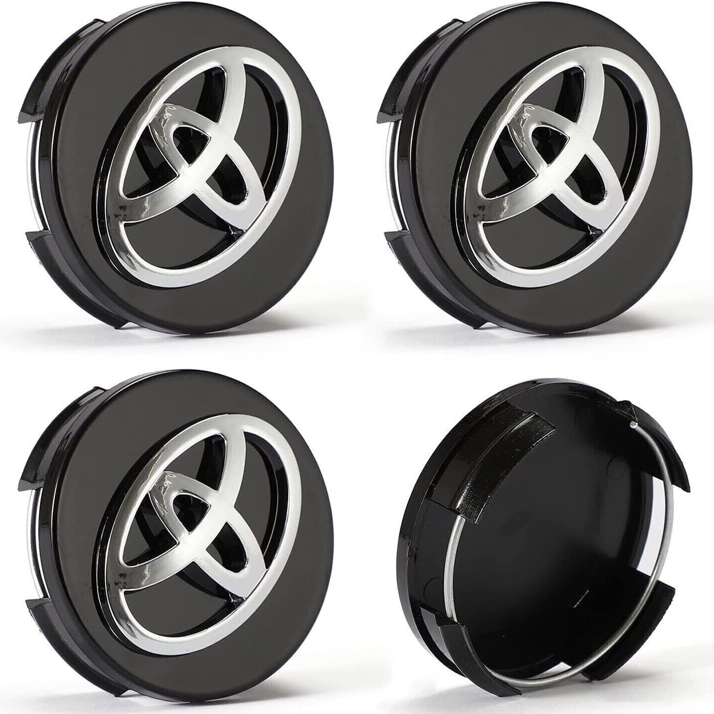 Toyota Camry/Corolla Set Of 4 Wheel Rims Center Caps Black/chrome Logo 62mm
