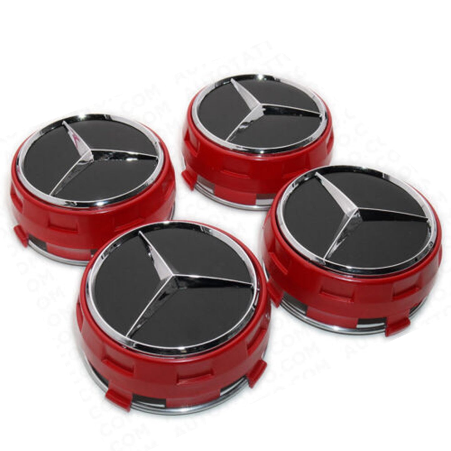 Mercedes-Benz 4PCS Wheels In Center Lock Design Cap Hub Star Cover Insert Sport AMG Red
