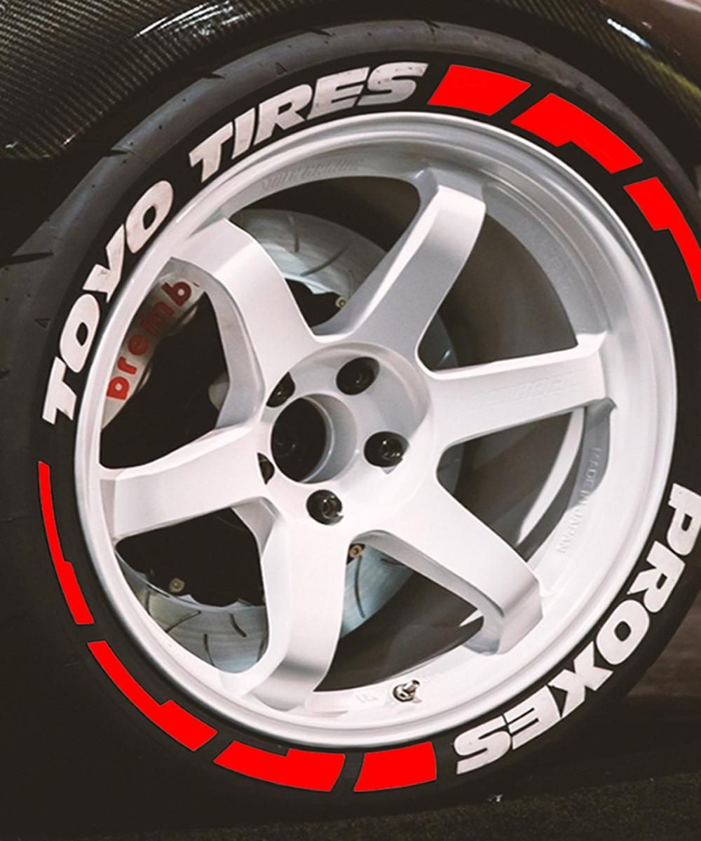 Permanent Tire Lettering Stickers Toyo Tires Proxes set 4 wheels 32mm for 14" to 22"