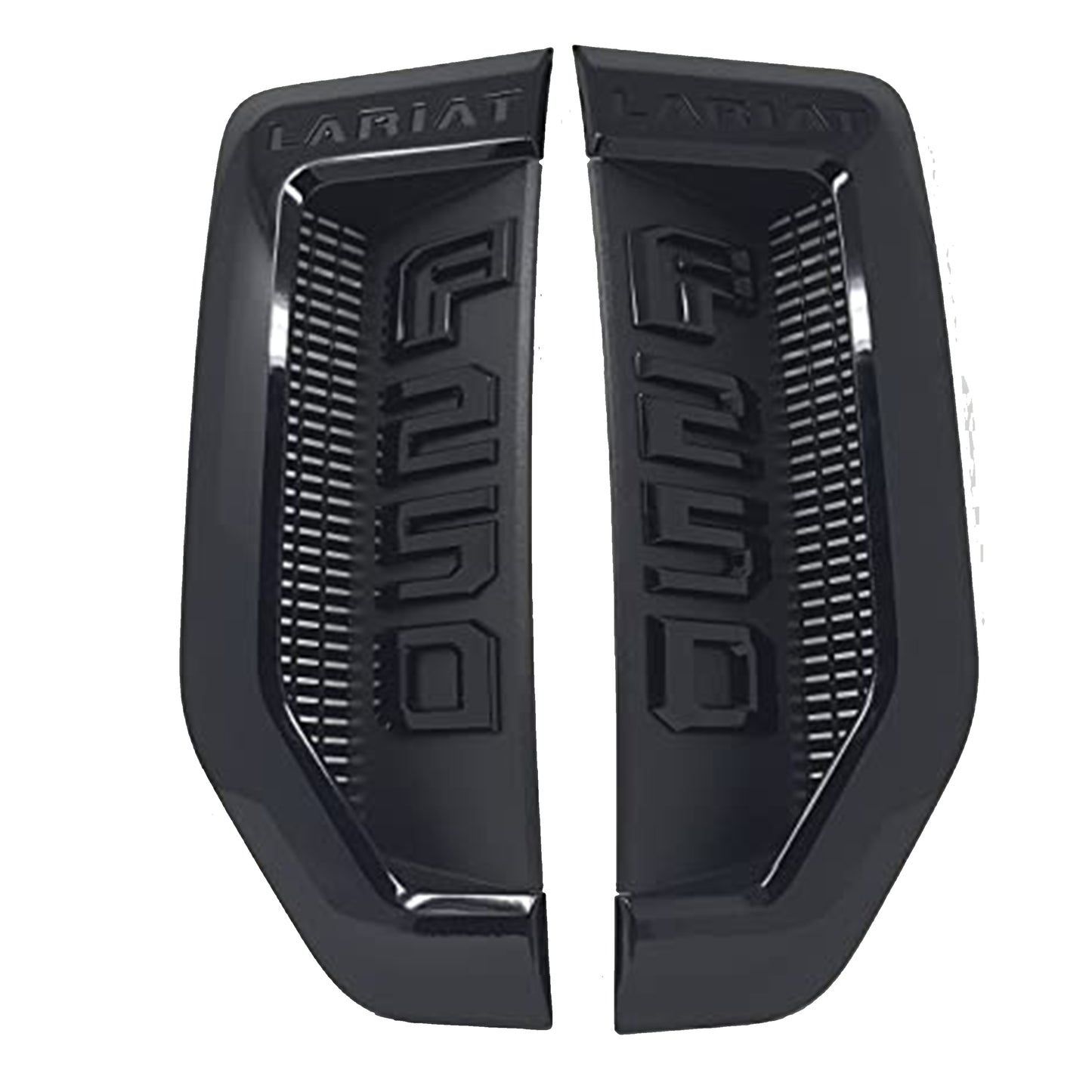 Ford 17 thru 22 Super Duty F-250 Lariat Sport Package Black Fender Emblems Pair of 2