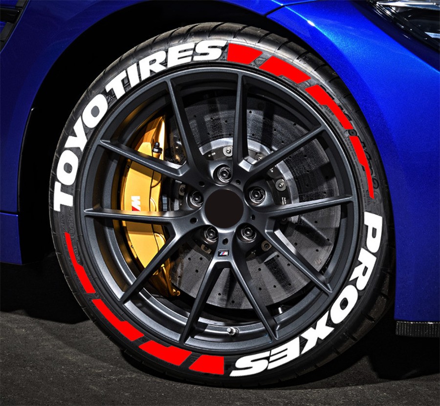 Permanent Tire Lettering Stickers Toyo Tires Proxes set 4 wheels 32mm for 14" to 22"
