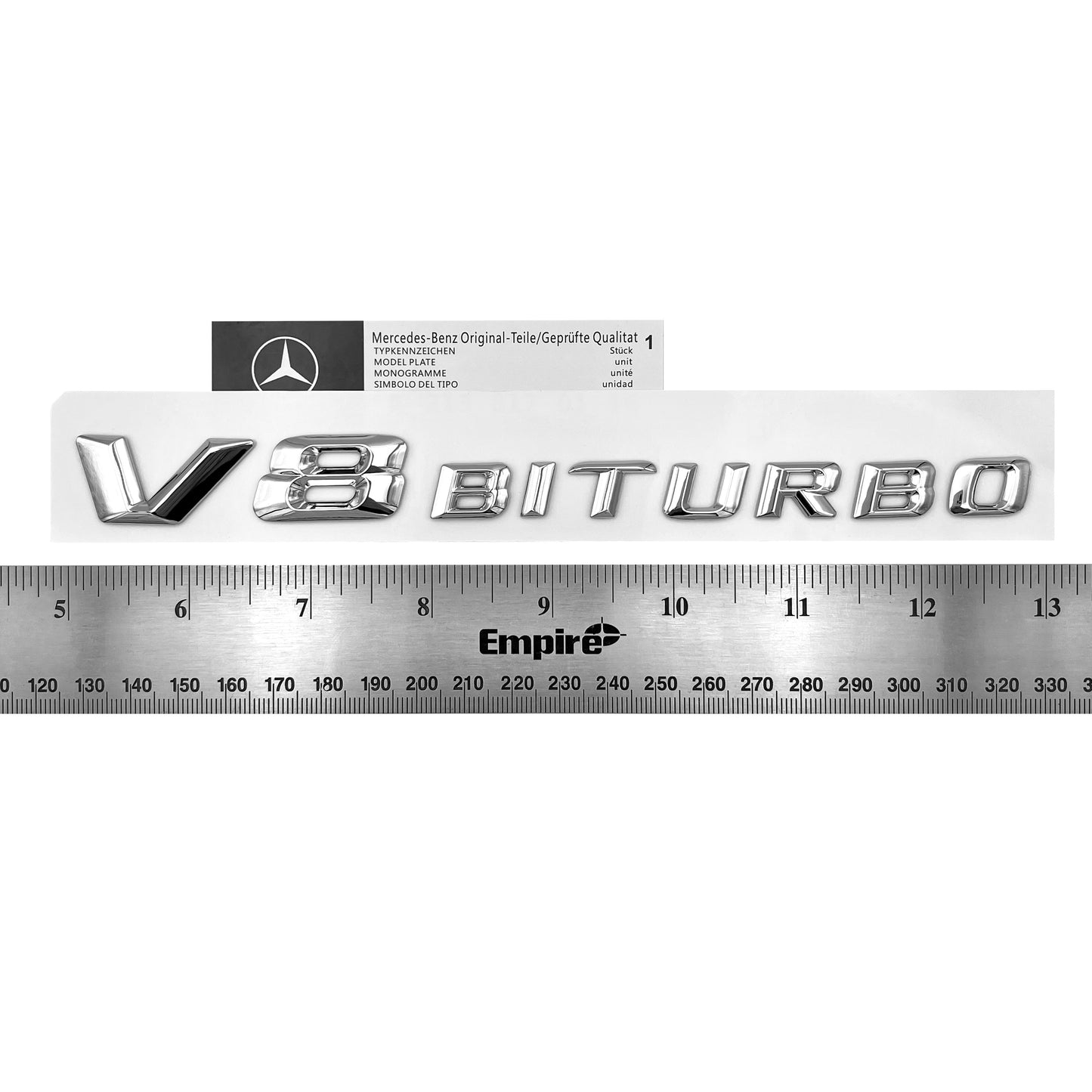 Mercedes Benz AMG CL63 E63 OEM NEW V8 BiTurbo Emblem Side Fender 3D Chrome Badge
