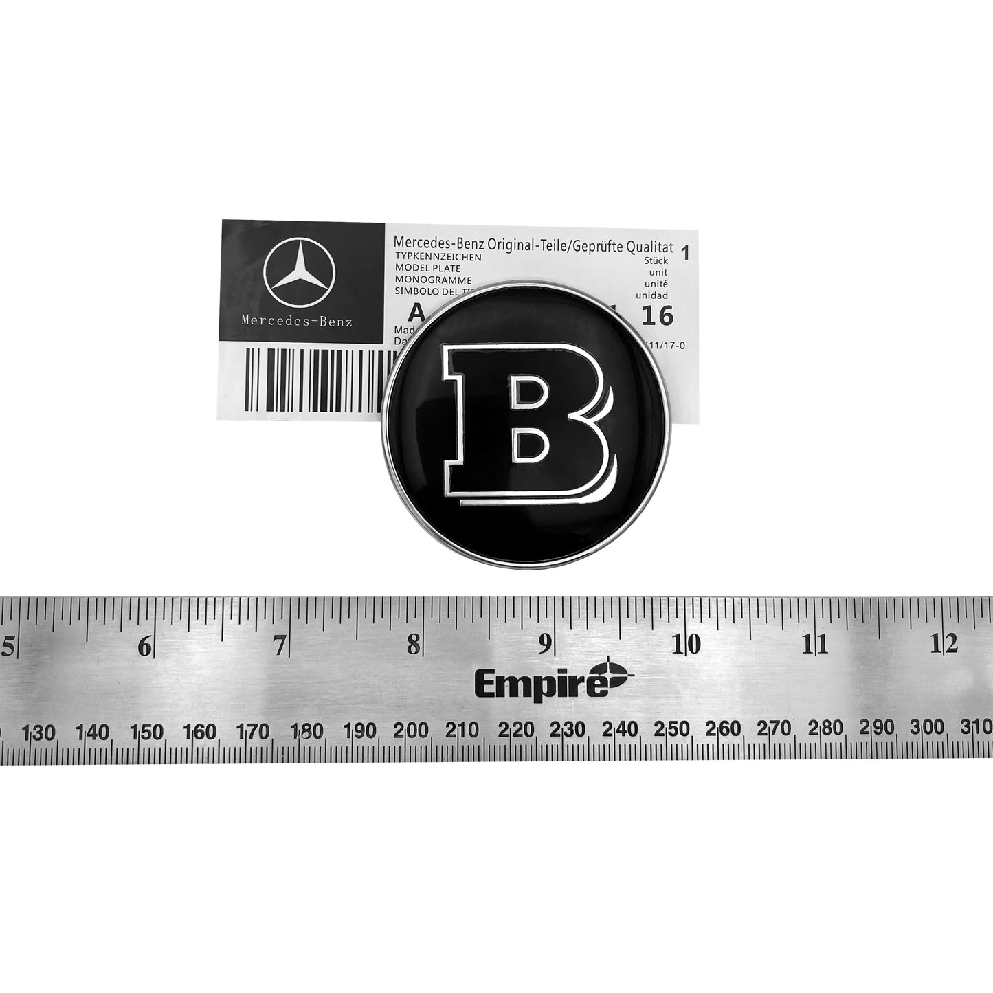 Mercedes Benz Brabus Black Flat Hood Emblem Chrome 3D Laurel Wreath 57mm Front