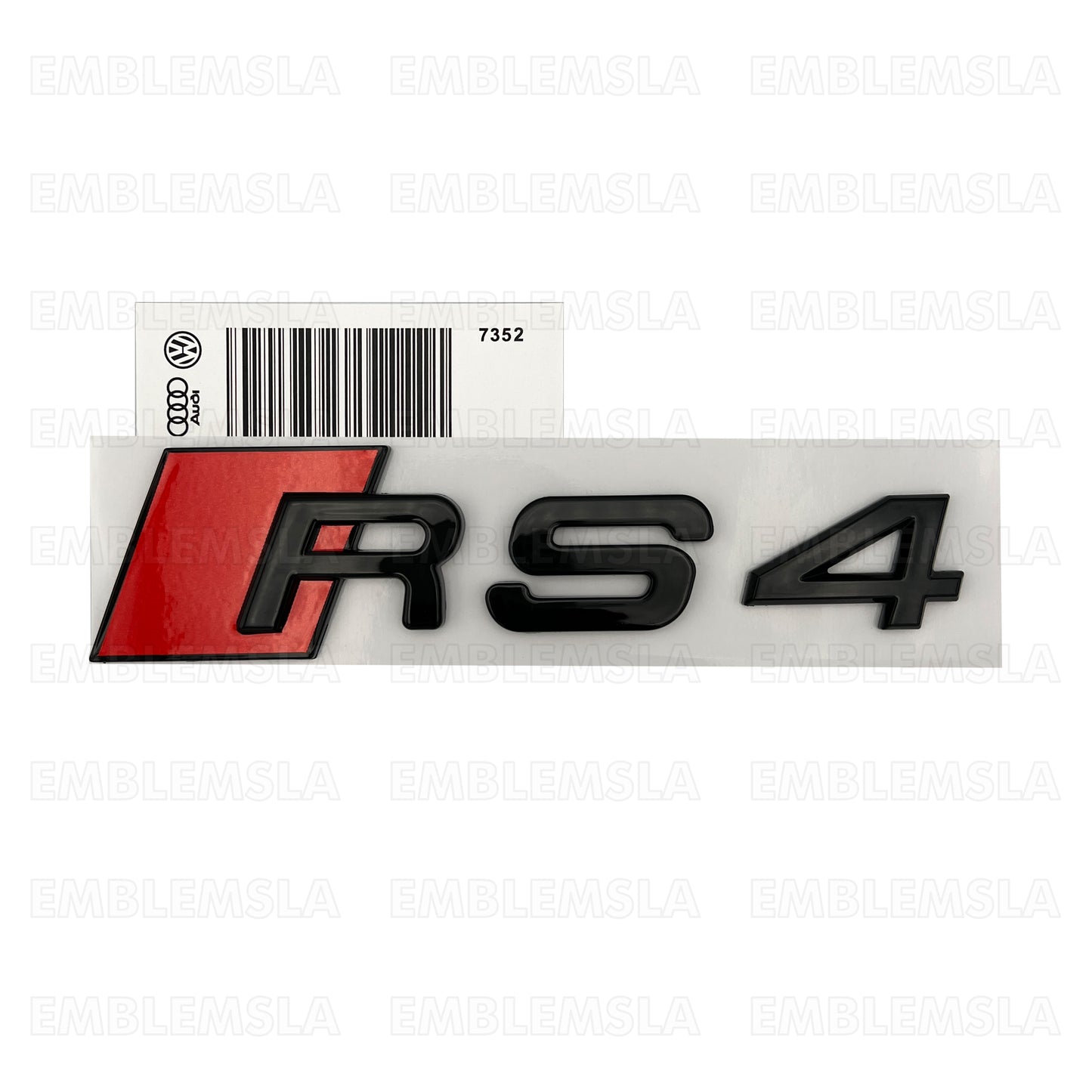 Audi RS4 Gloss Black Emblem 3D Badge Rear Trunk Tailgate fit Audi RS4 S4 A4 Logo