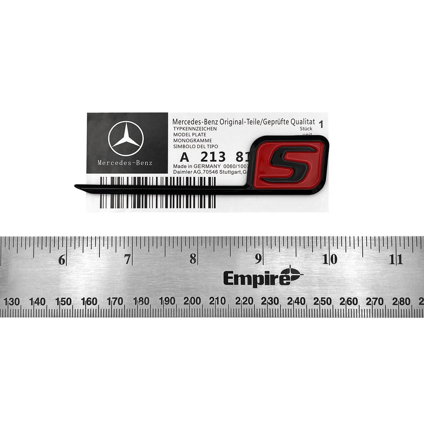 2019 Mercedes Benz C63S E63 C43 AMG S Letter Trunk Emblem Gloss Black Red 3D OEM Badge