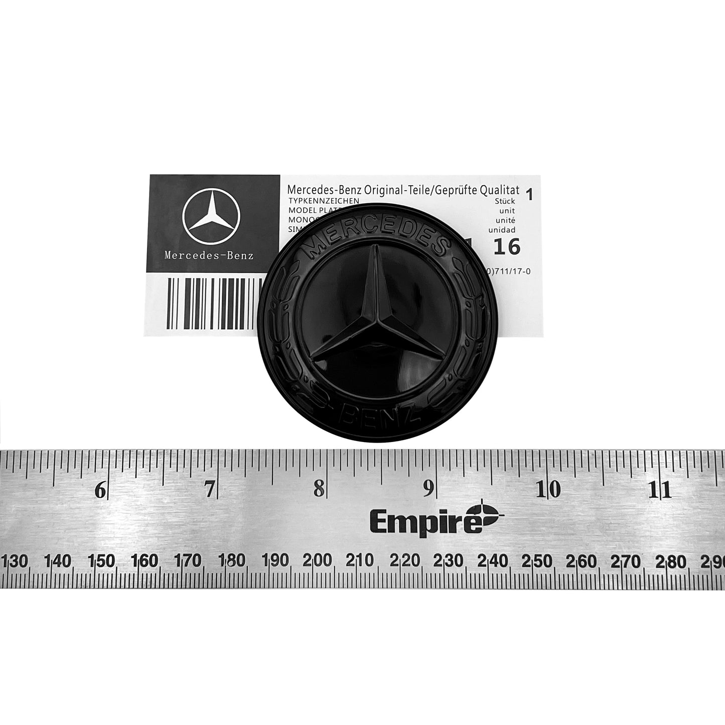 Mercedes Benz C AMG Front Hood Emblem Matte Black Flat Laurel Wreath Badge 57mm