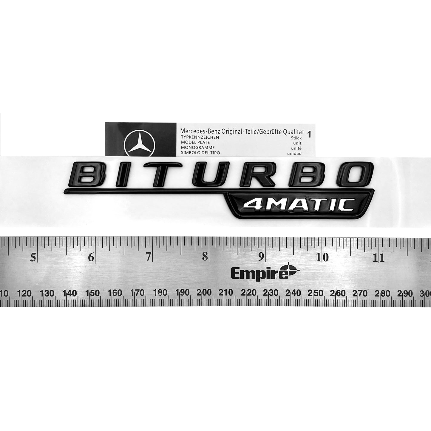 2017+ Mercedes Benz C43 C63 E43 E63 BiTurbo 4Matic AMG Fender Emblem Gloss Black Badge