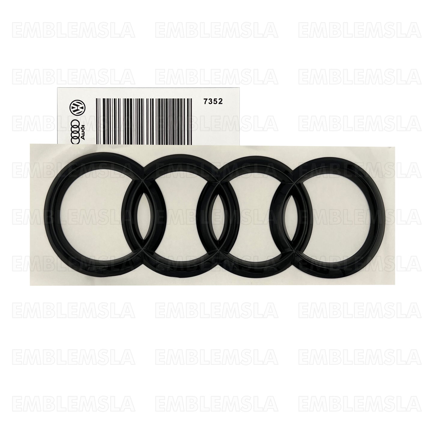 Audi Rings Matte Black Trunk Lid Badge Logo Emblem Rear for A1 A3 A4 S4 A5 S6 A6 203 mm 193mm