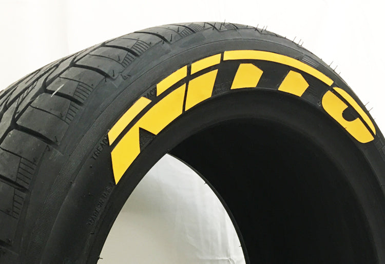 Permanent Tire Lettering Stickers Nitto Yellow set 4 wheels 1.25" for 14" to 22"