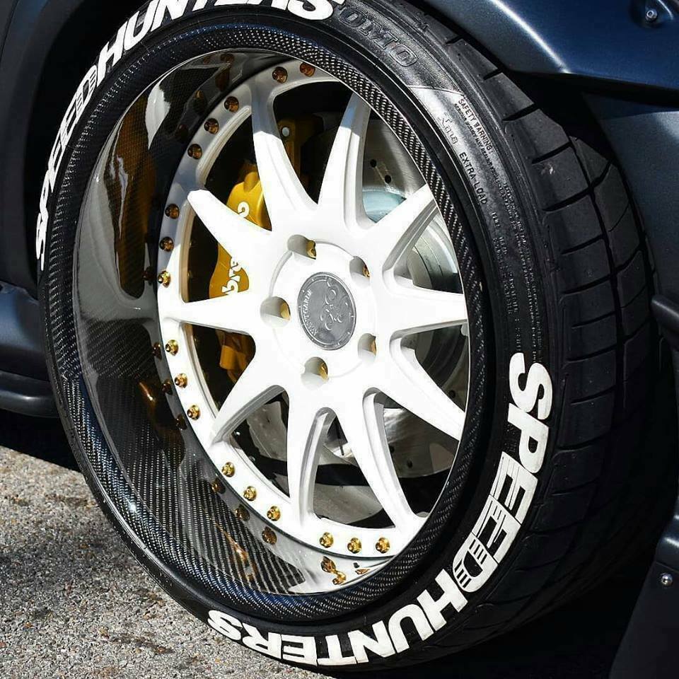 Permanent Tire Lettering Stickers SpeedHunters set 4 wheels 1.38" for 14" to 22"