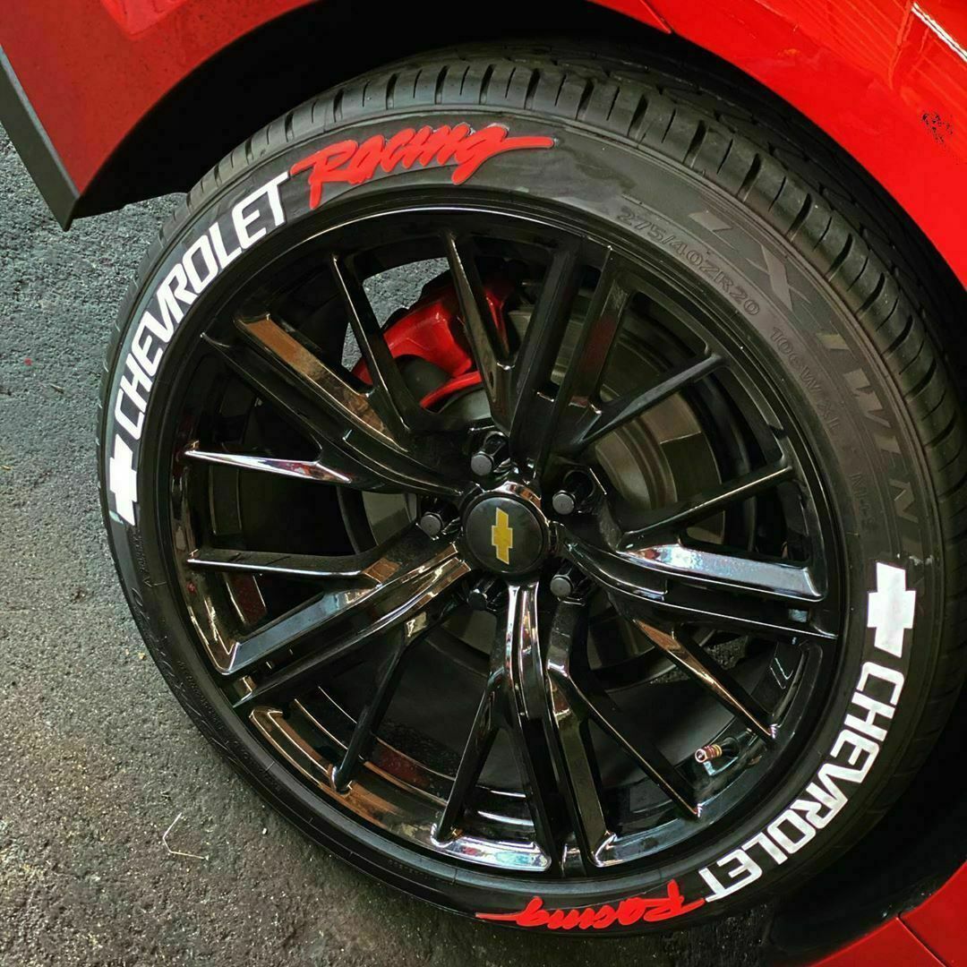 Permanent Tire Lettering Stickers Chevrolet set for 4 wheels 1.38" for 14" to 22"