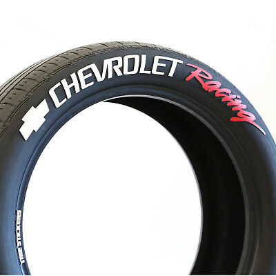 Permanent Tire Lettering Stickers Chevrolet set for 4 wheels 1.38" for 14" to 22"