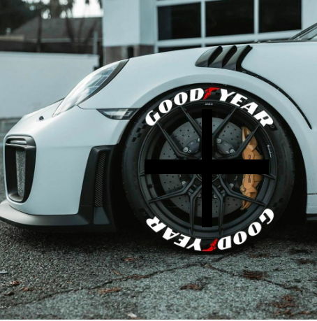 Permanent Tire Lettering Stickers Good Year set 4 wheels 1.25" for 14" to 24"