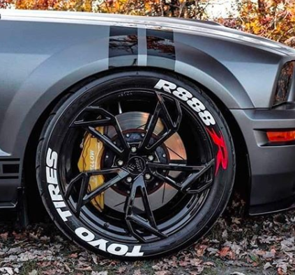 Permanent Tire Lettering Stickers Toyo Tires R888R set 4 wheels 1.25" for 14" 22