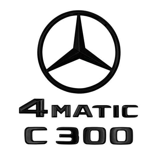 2017 Mercedes Benz W213 E300 AMG 4MATIC Gloss Black Emblem Rear Star Badge Set